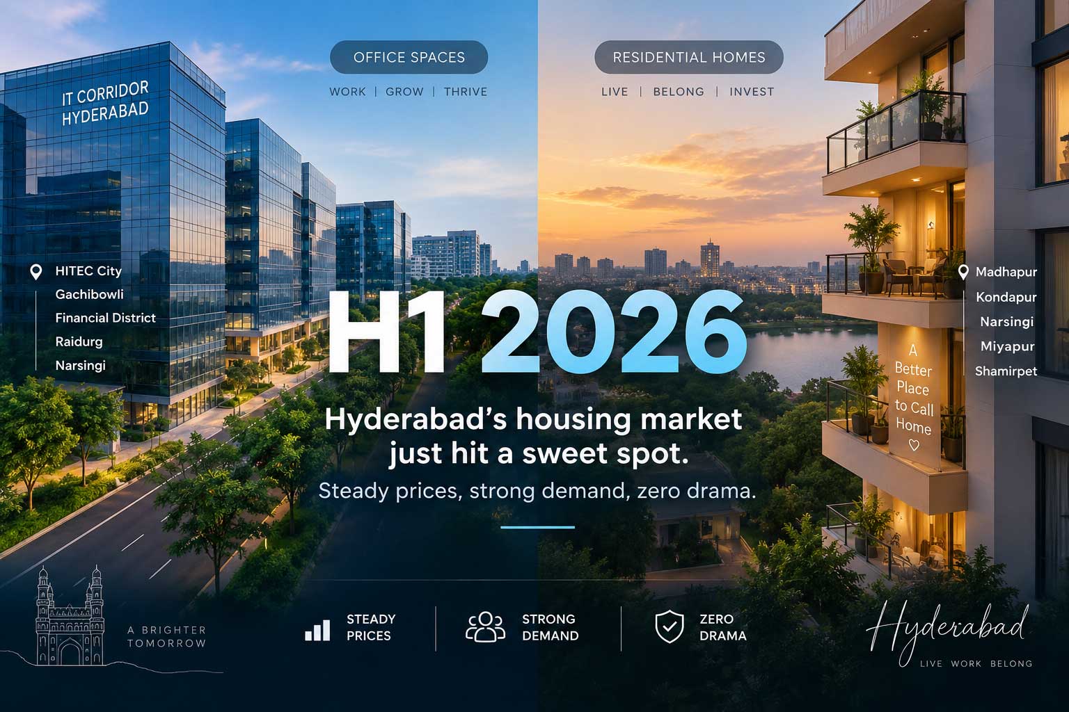 Hyderabad housing market holds steady in H1 2026; GCCs drive record office leasing