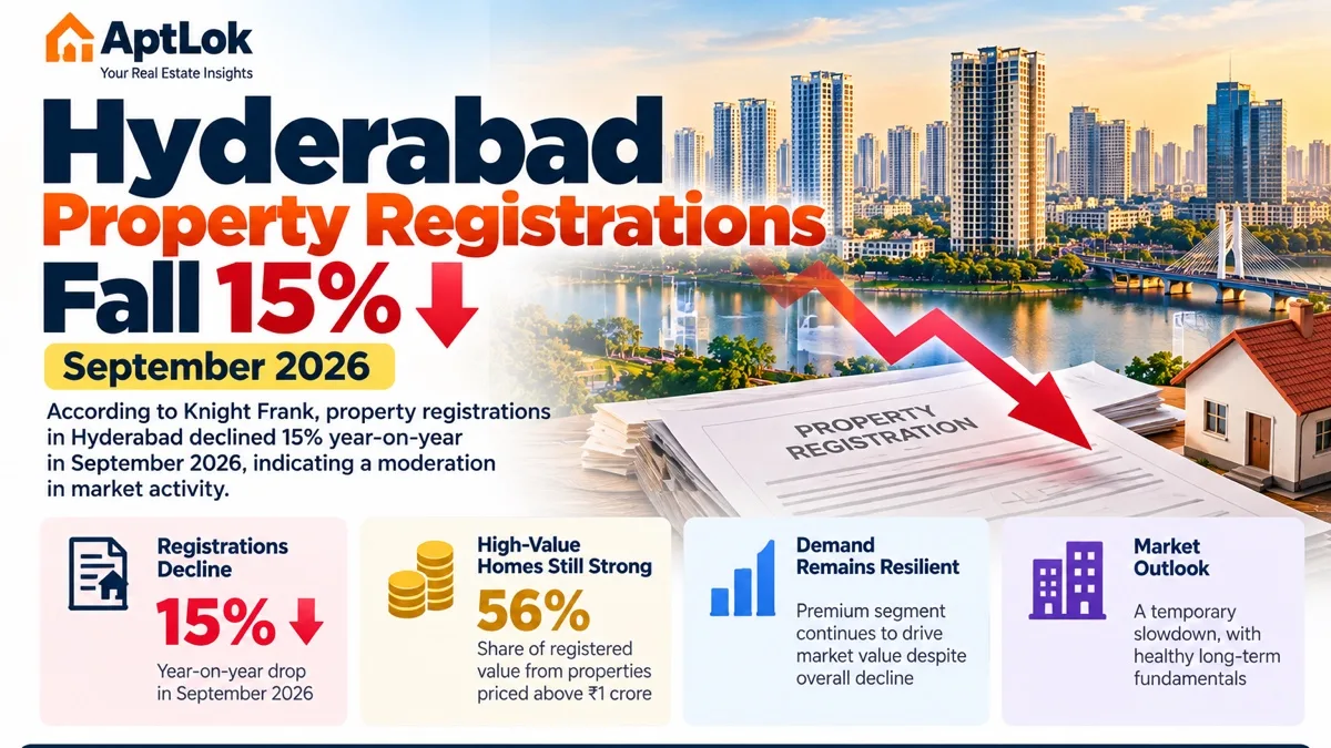 Hyderabad property registrations fall 15% in September 2026, but nine-month value is up 4%